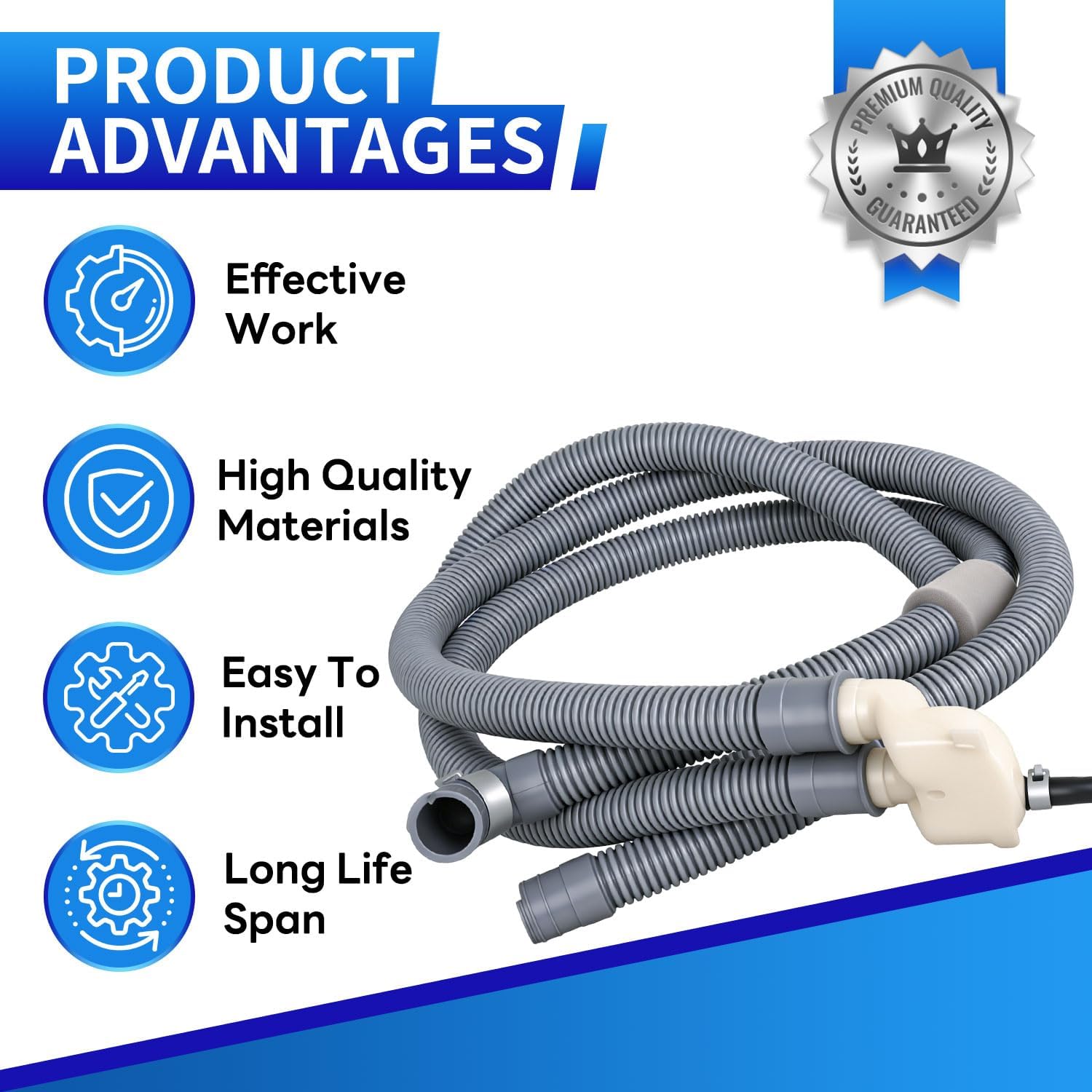5215ER2002G Upgraded Washer Drain Hose Compatible with LG, for Kenmore Washing Machine Replace for AP4457291 5215ER2002Q 5215ER2002E 5215ER2002N 5215ER2002S AEM73773301 EA3527325 PS3527325