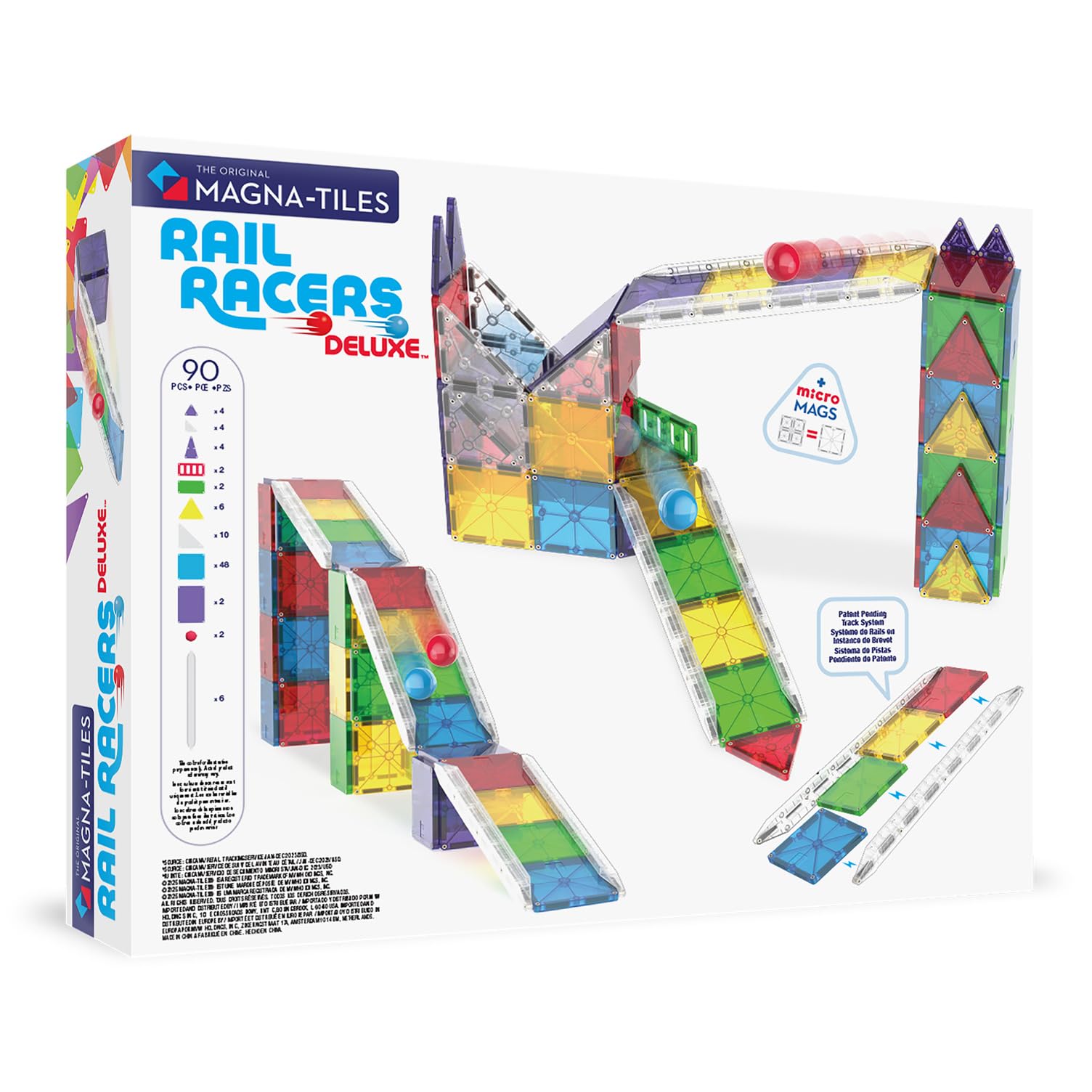 Magna-Tiles® Rail Racers Deluxe 90-teiliges Magnetbauset - Die Original Magnetbaumarke