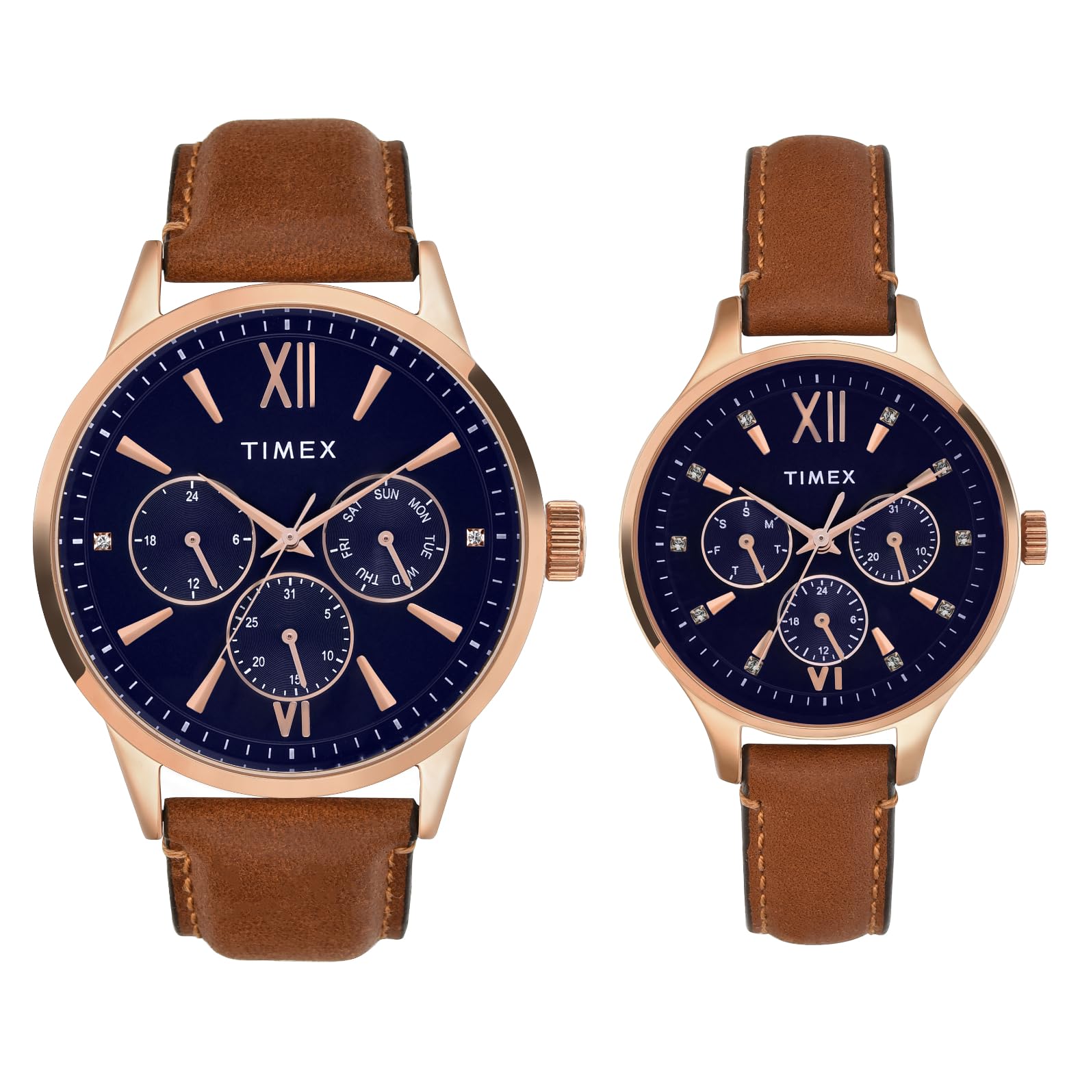 TIMEX Leather Unisex Pairs Blue Round Multifunction Dial Analog Watch- Tw00Pr302 (B0CQRQN8KP) Amazon Price History, Amazon Price Tracker