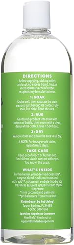 Miniatura 4 de Kinderbean Eliminador de manchas y olores de orina para perros y gatos, individual 32 onzas, aroma de pomelo y tomillo, fórmula bioactiva enzima con