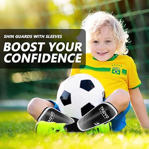 Miniatura 5 de TAGVO Espinilleras de fútbol para niños, jóvenes y adultos, equipo protector de fútbol para niños, niñas y hombres, espinilleras de fútbol para niños