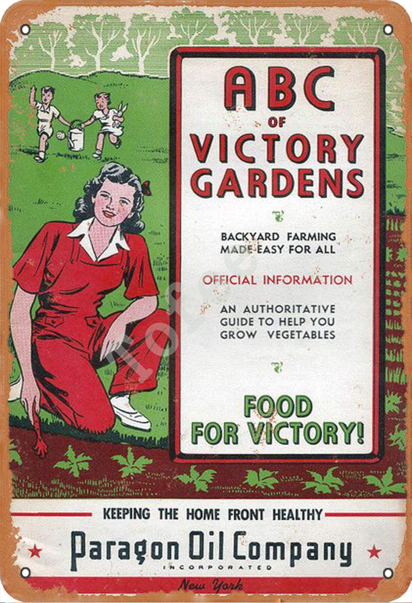 Tofee ABC of Victory Gardens Food for Victory Iron Poster Vintage Painting Tin Sign for Wall Decoration Crafts