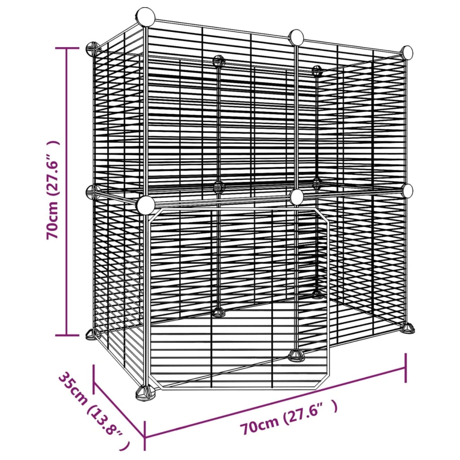 Homgoday Klatka dla zwierząt 12 paneli z czarnymi drzwiami 35 x 35 cm stal, dekoracja klatki dla psa klatka dla psa wewnętrzna Kennel dla psów klatki dla psów ogrodzenie dla psów na zewnątrz model