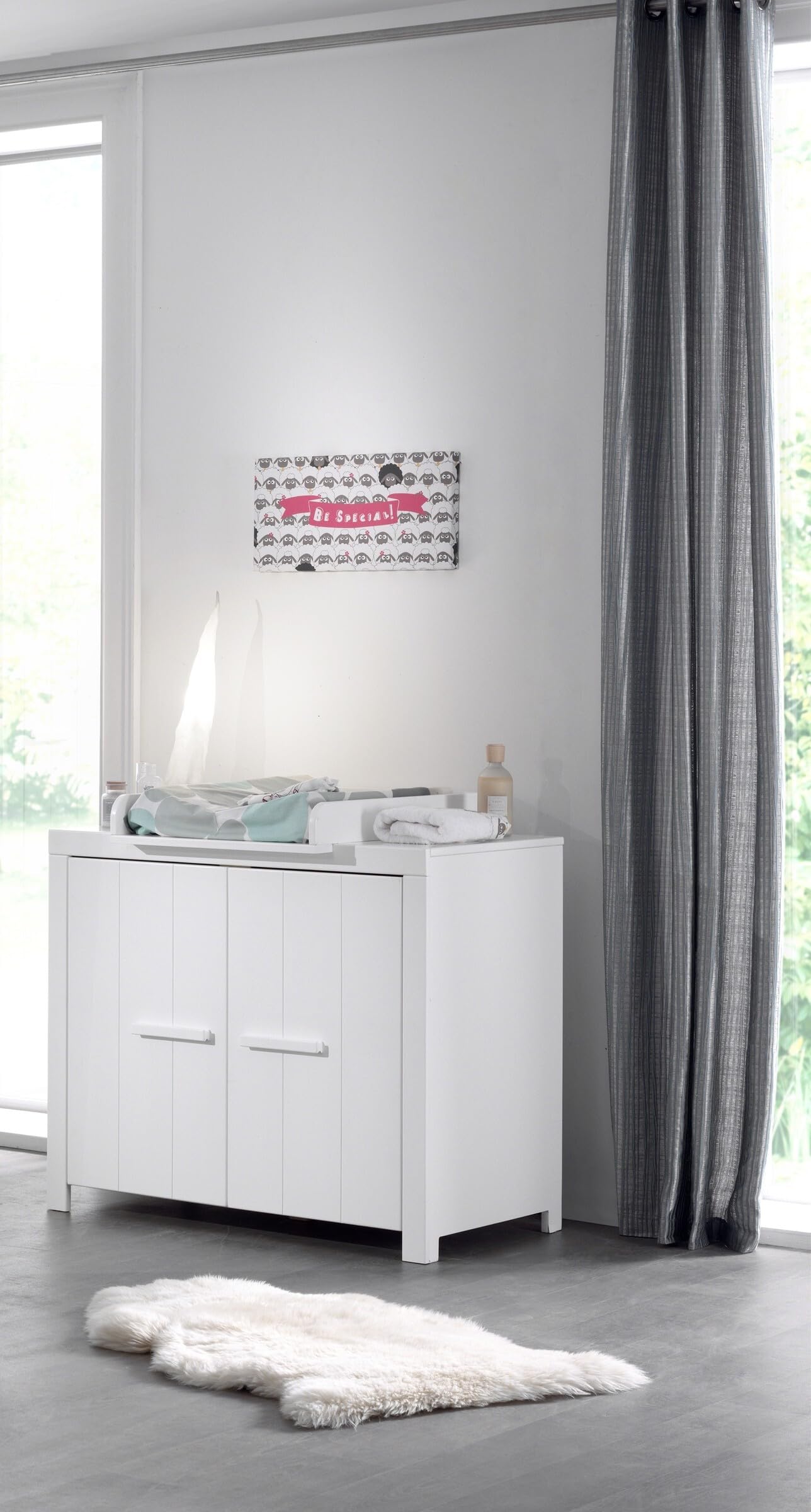 möbelando Wickelaufsatz >Erik< in Weiß aus Massiv Kiefer und MDF - 76x10x54cm (BxHxT)