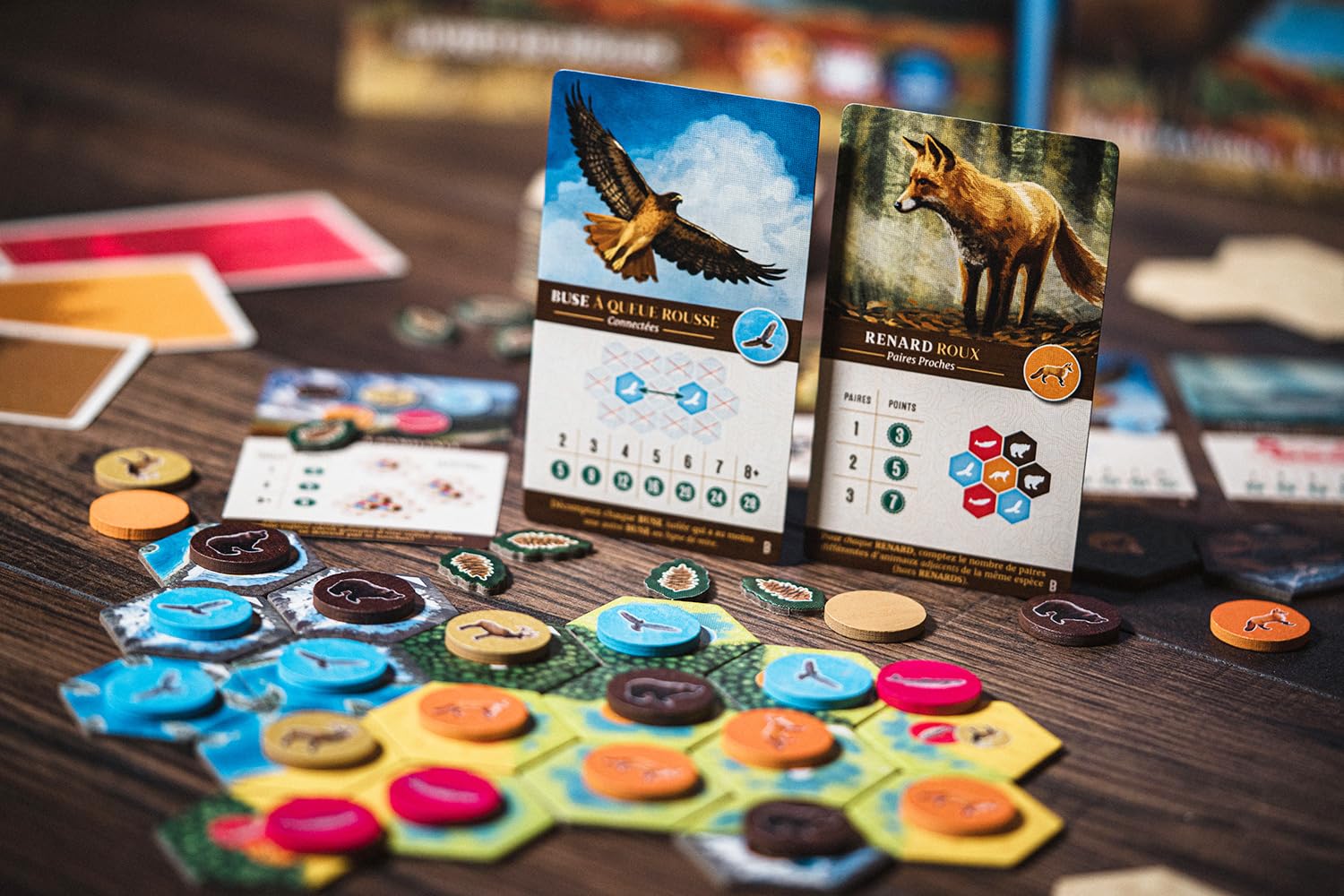 Lucky Duck Games - Cascadia, französische Version, Brettspiel, Brettspiel, ab 10 Jahren, 1 bis 4 Spieler, 30-45 Minuten
