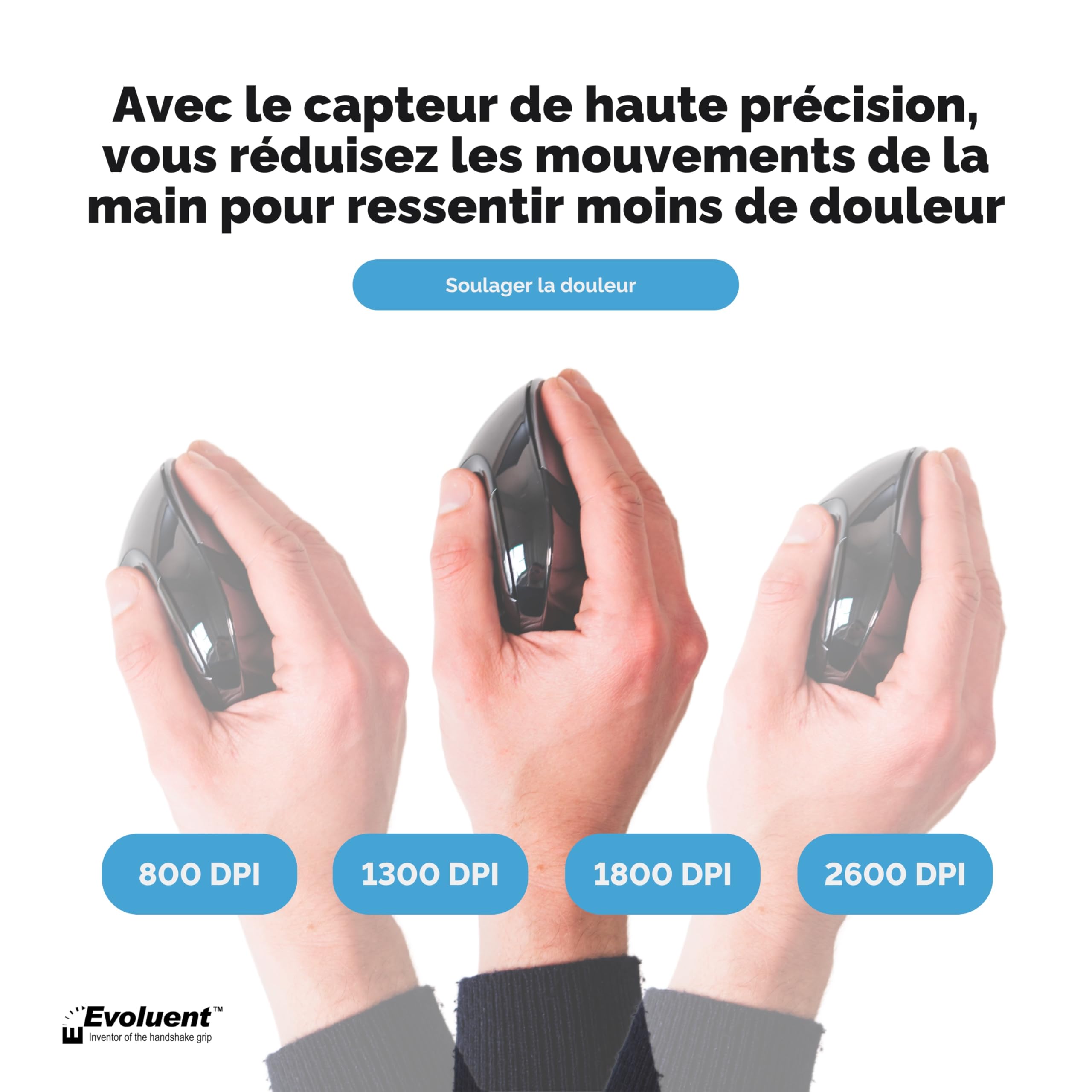 Evoluent VerticalMouse D Souris USB sans Fil pour droitier Petit modèle
