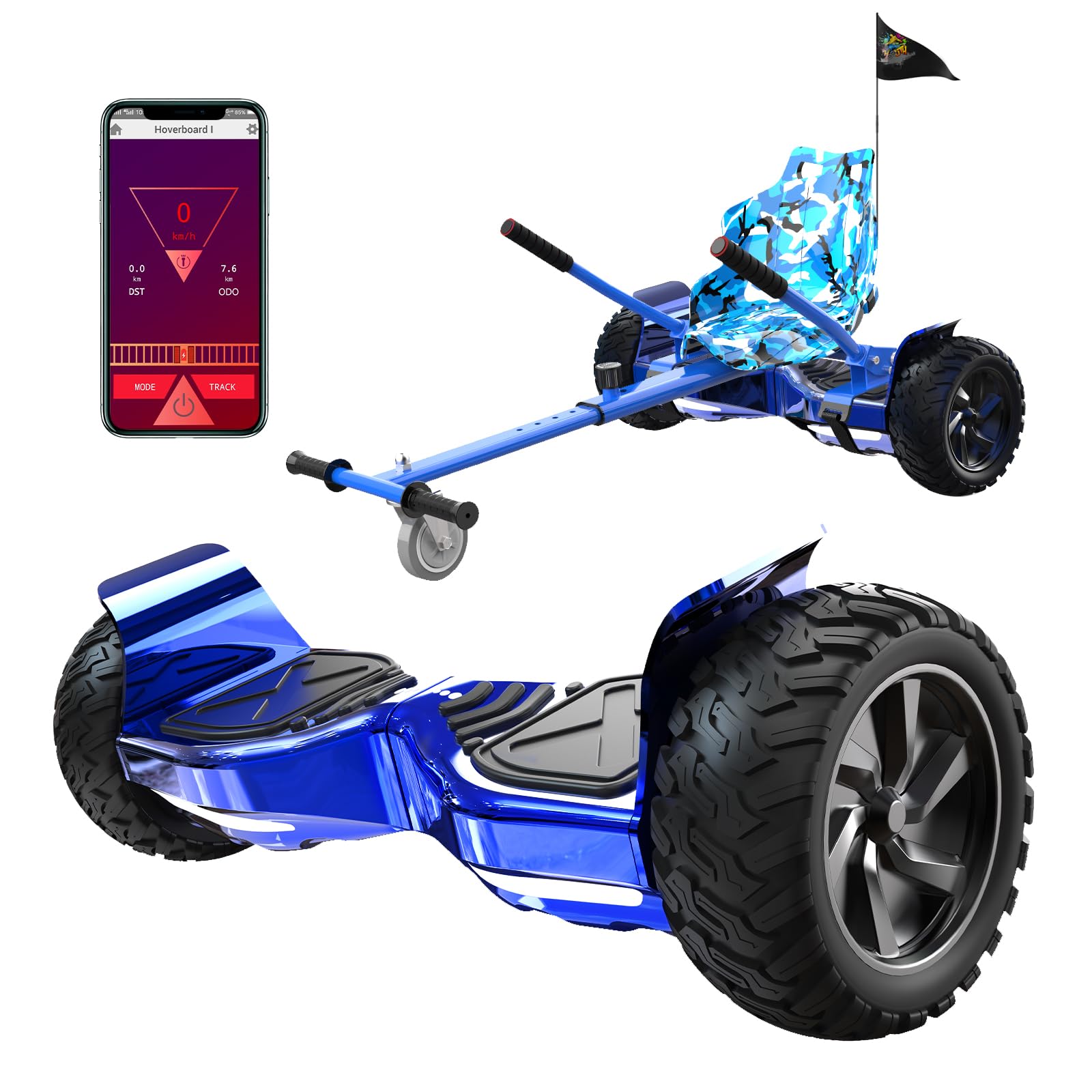 RCB Hoverboard SUV mit Sitz und Hoverkart Go-Kart, app-fähige Bluetooth Hoverboard, 8,5'' Hummer, Geschenk für Kinder