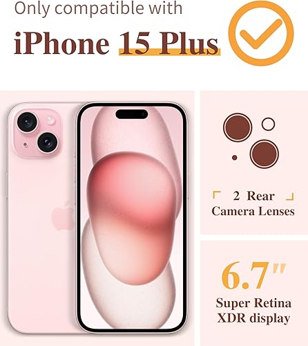 Miniatura 2 de GVIEWIN Funda 3 en 1 diseñada para iPhone 15 Plus de 6.7 pulgadas, con protector de pantalla + protector de cámara con flores transparentes no