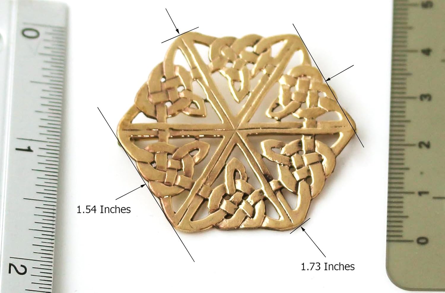 LynnAround Bronze Celtic Triquetra Trinity Knot Hexagon Brooches Clothes Fasteners - Cloak Scarf Shawl Pin - Image 3