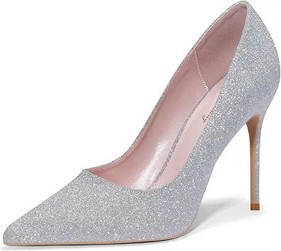 Elisabet Tang High Heels, Womens Pointed Toe Slip on Stilettos Party Wedding Pumps Basic Shoes