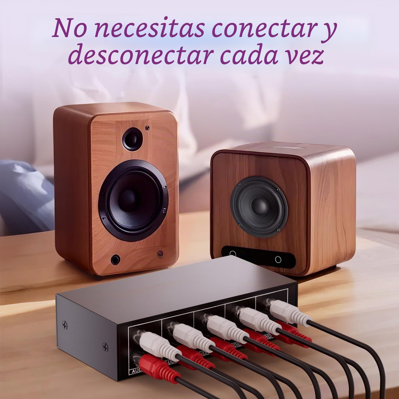 BolAAzuL - Divisor de audio auxiliar de 3,5 mm + RCA L/R, 1 en 4 salidas, caja distribuidora de audio estéreo de 4 canales de 4 canales para reproductor de DVD, consola de juegos, auriculares, altavoz