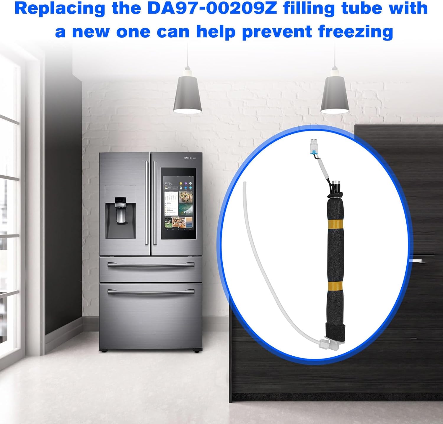 DA97-00209Z Refrigerator Ice Maker Fill Tube Heater Compatible With Samsung Fridge, Samsung Ice Maker Parts Replacement Refrigerator Water Line Heater AP5577572, 3970650, PS4169184