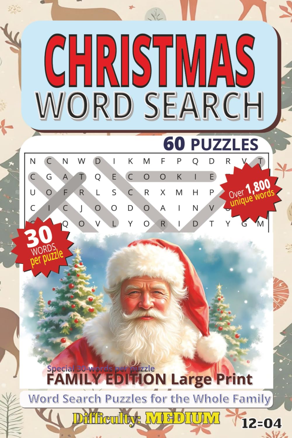 CHRISTMAS WORD SEARCH: Easy-to-Read Holiday Word Search Puzzles for the Whole Family | Christmas Traditions, Seasonal Fun & Festive Activities | 6×9 Inches, 95Pages | 60+ Puzzles with Answers ...04/12