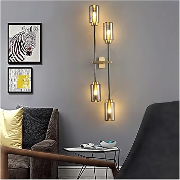 Wall Lamp, 2021 Design Copper Wall Light Fixture - Bedside Tv Background Wall Decoration Lamp Living Room Gold Metal Led Lights, Light Fixture,Whitelight-4heads
