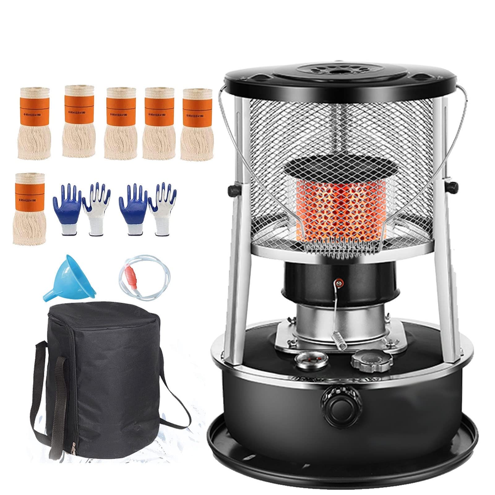 Petroleumheizung Mit Löschautomatik Kopp, Petroleumofen, Petroleumofen Für Innenräume, Mobile Heizung Ohne Strom, Petroleum Ofen Heizung,mit 6 Dochten (Color : 002-Black)