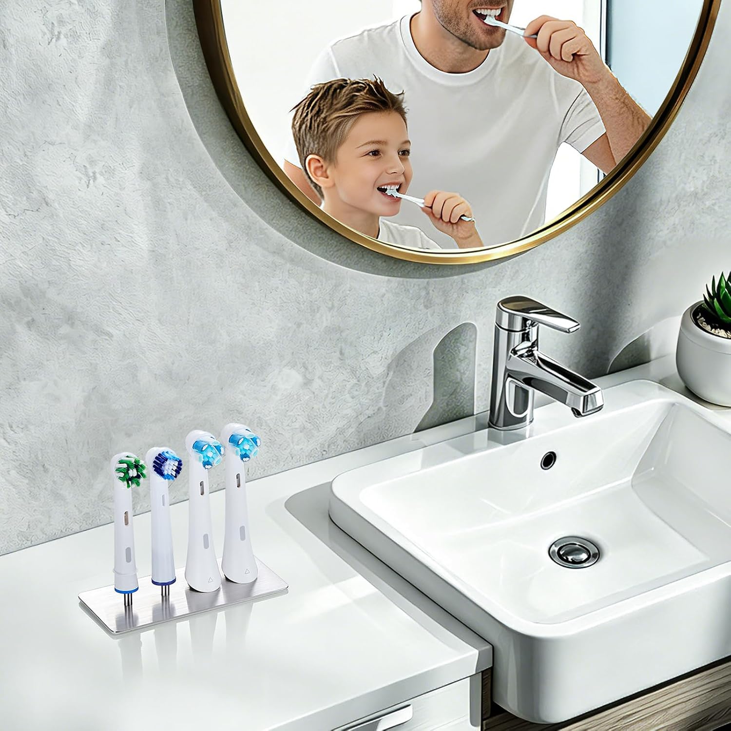 Metal Electric Toothbrush Head Holder Stand Bath Counter Organizer