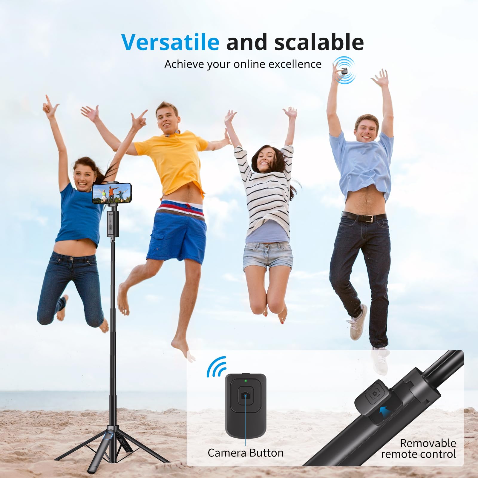 Fuloview Trípode de seguimiento facial automático, trípode de teléfono de 67 pulgadas para iPhone, rotación de 360° sigue tu movimiento, control remoto Bluetooth, soporte para teléfono para vlog