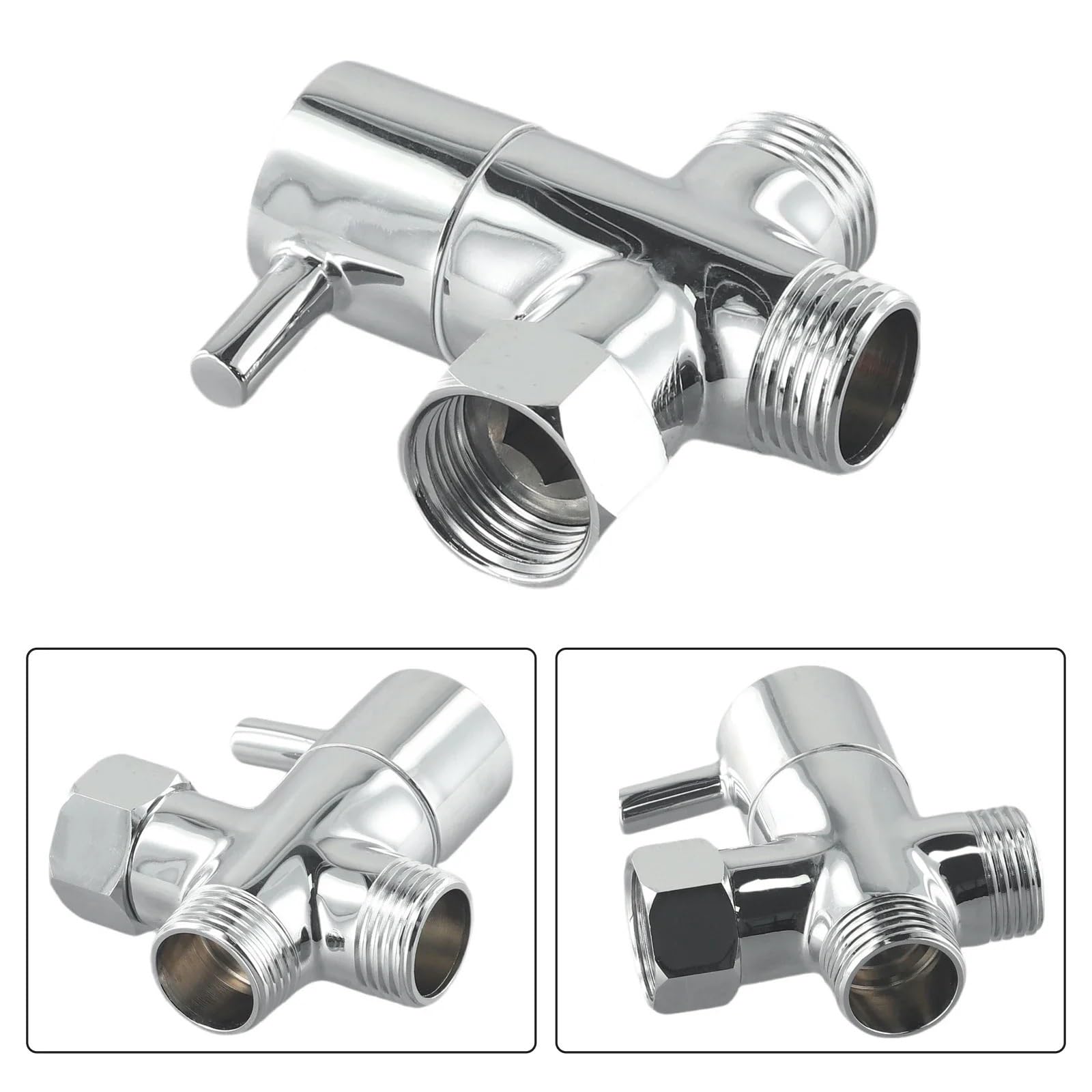 Válvula desviadora de 3 vías for jardín, hogar, cocina, grifo mezclador, válvula ángulo, adaptador en T, G1/2 para Fregadero, Cocina y Baño