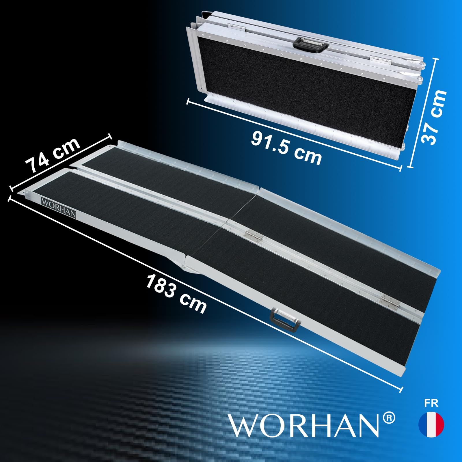 Rampe 1.83m Alu Pliable Valise Aluminium pour Fauteuil Roulant Chargement Scooter Plate-Forme Fonction Antidérapante Elevée Neuf R6J