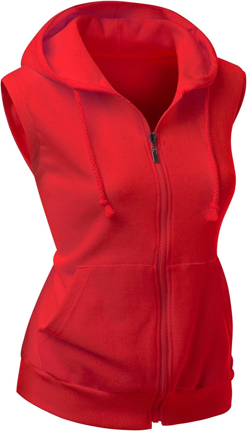 XprilWomens Cotton Zip Up Hoodie Vest