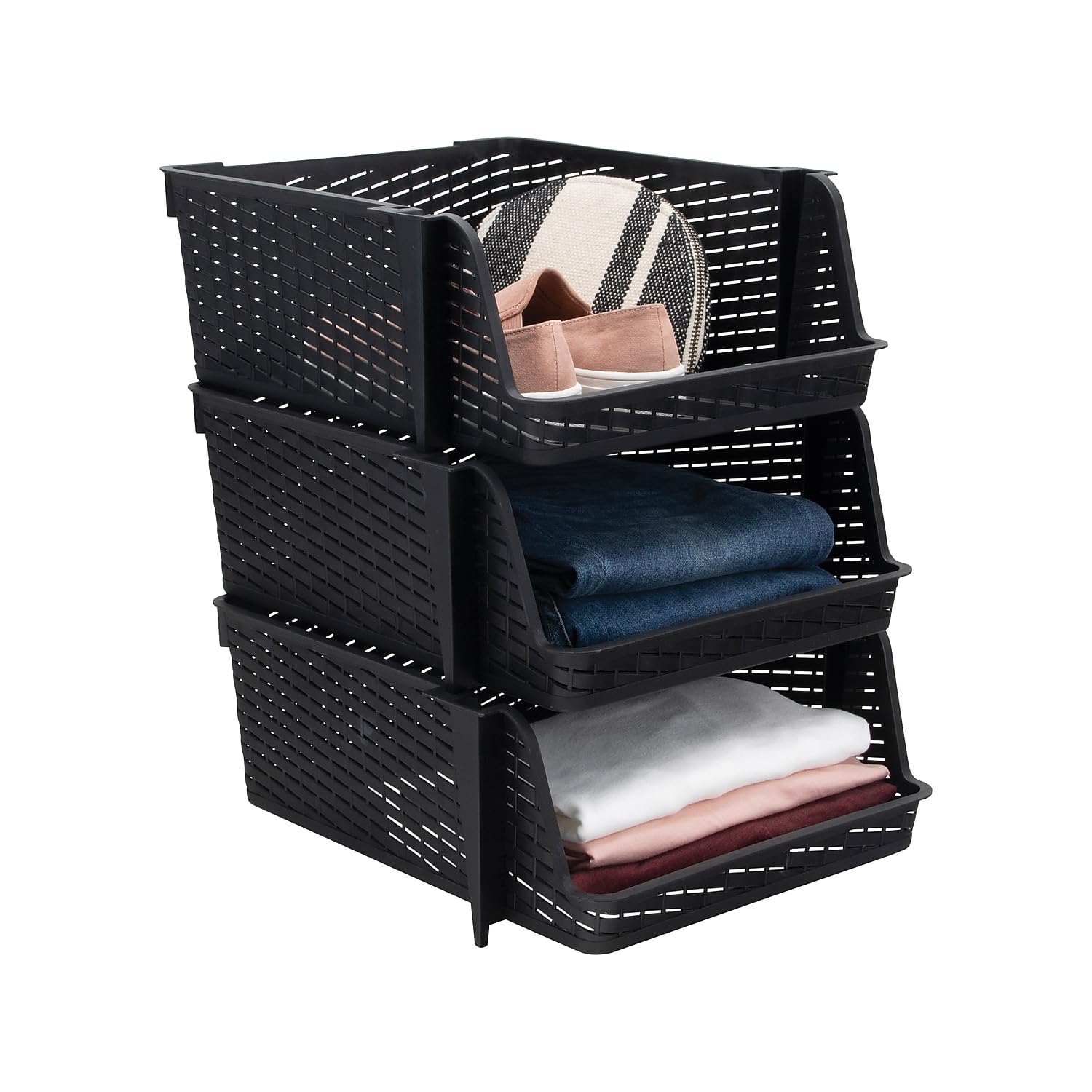 Amazon.com - Advantus Nest and Stack Open Lid Storage Bin, Black