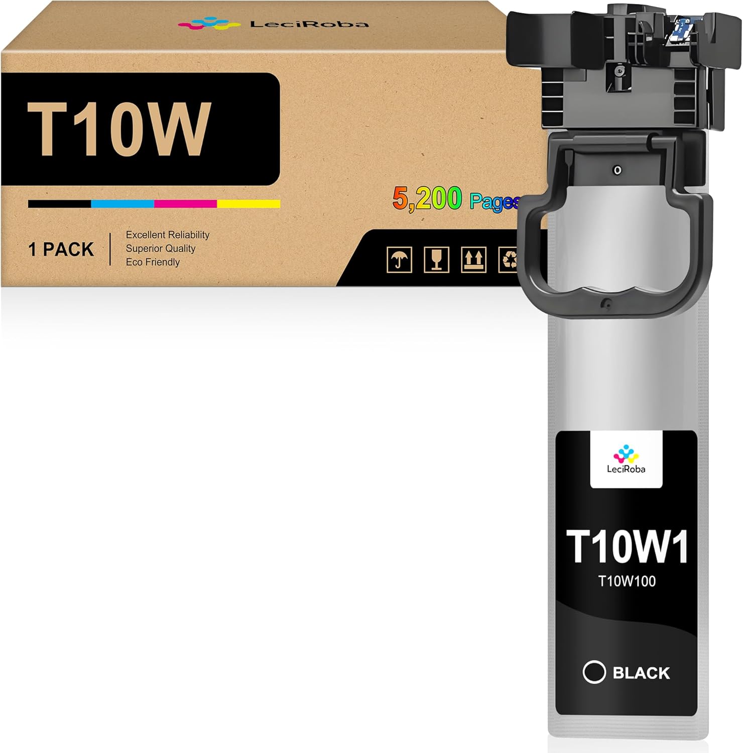 LeciRoba Remanufactured T10W T10W100 Ink Cartridge Replacement for T10W100 T10W T10W1 Ink Cartridge Set for Pro WF-C5390 WF-C5890 Color Printer (1-Pack, Black)
