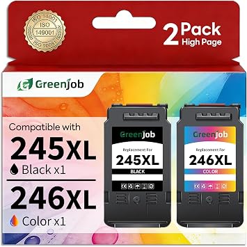 245XL 246XL Ink Cartridge Black Color 2 Pack for Canon MG2500 TS202 Ink | Compatible With Canon Pixma MG2522 MX490 MX492 TS3122 TS3322 TR4520 TR4522 TS202 MG2500 Printer Ink for 245XL 246XL