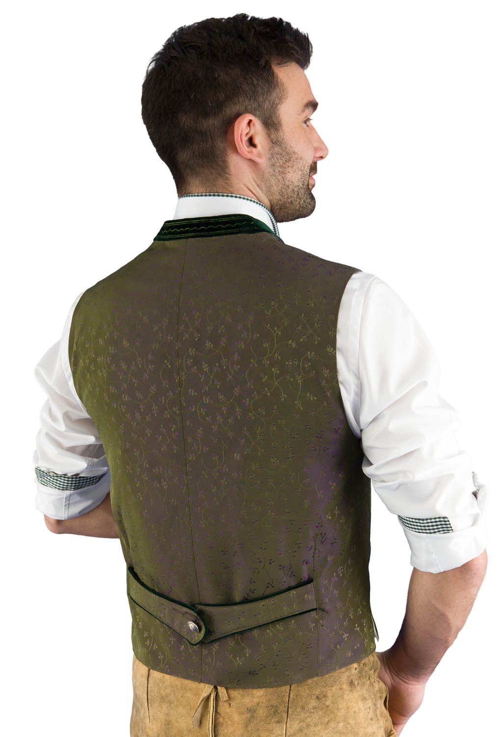 Trachtenweste Steigl 1-W-3217-1225 grau-grün ohne Ärmel, moderne Lodenweste für Herren mit Innentaschen, elegantes Gilet für Männer