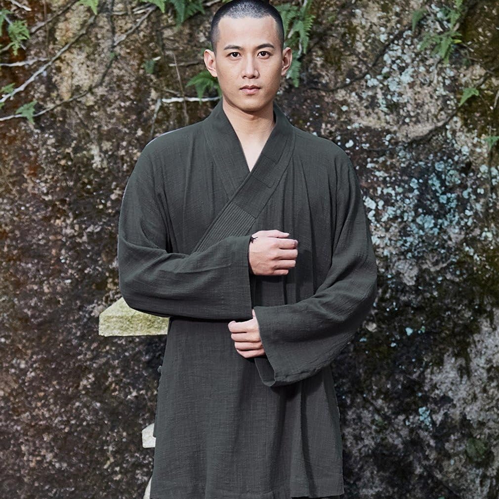 ZanYing Zen Clothing Sets Monk Buddhist Outfit Long Shirt Wide Leg Pants