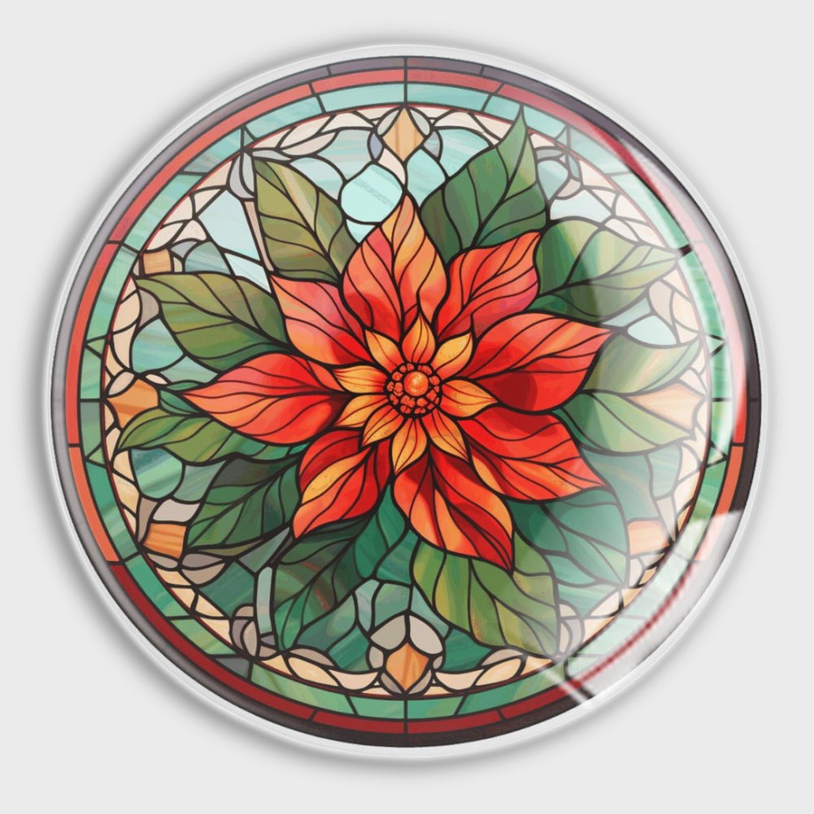 Aimants puissants en verre teinté floral rouge pour tableau blanc et maison - Lot de 4