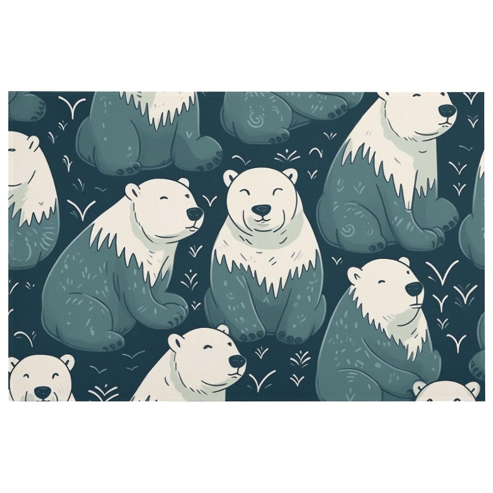 Tapis de cuisine absorbant avec motif ours polaire et envers antidérapant