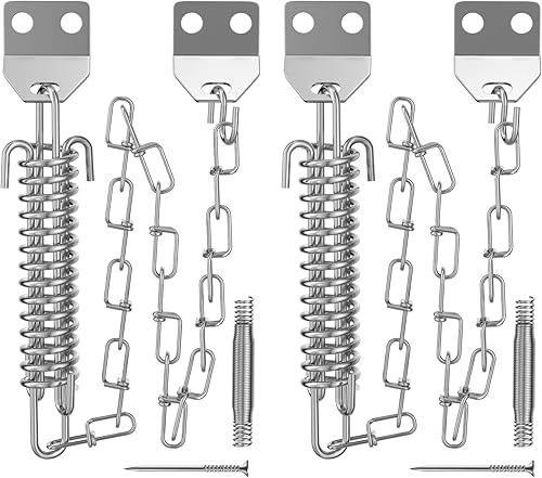 Paquete de 2 muelles de cadena para puerta de tormenta, paquete de 2 muelles para evitar daños por tormentas, protector de puerta o cierrapuertas de