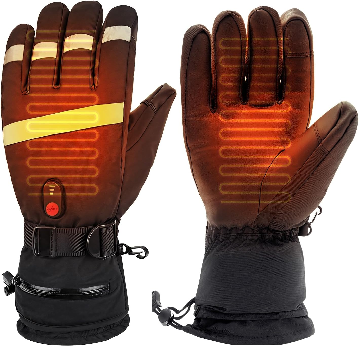Rechargeable Heated Gloves for Winter, 3 Heat Levels, Waterproof Windproof, Touchscreen Compatible – Electric Hand Warmers for Skiing, Hiking, Motorcycle & Cold Weather