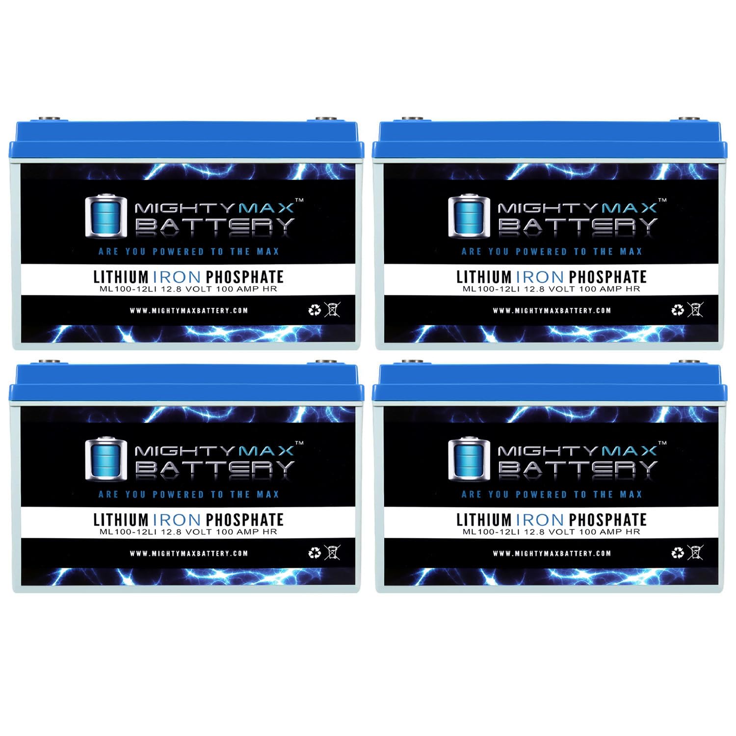 Mighty Max Battery 12V 100AH Lithium Replacement Battery Compatible with Overlander PEV - 4 Pack