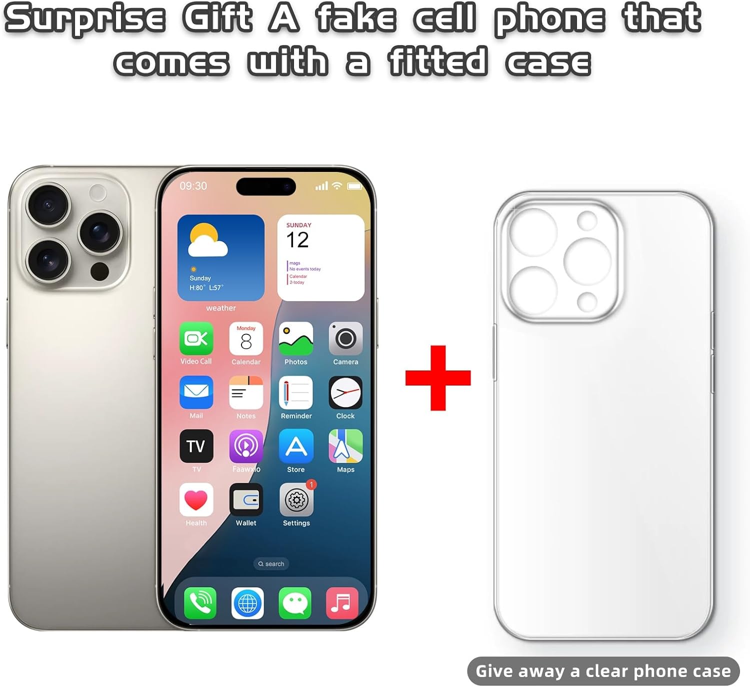 Dummy Fake Phone Model, Looks Like The Real Phone Compatible with Phone 16 PM, for Cell Phone Store Display or Send a Toy Phone for Kids (16ProMax,Natural Titanium,The Screen is Printed with Patterns)