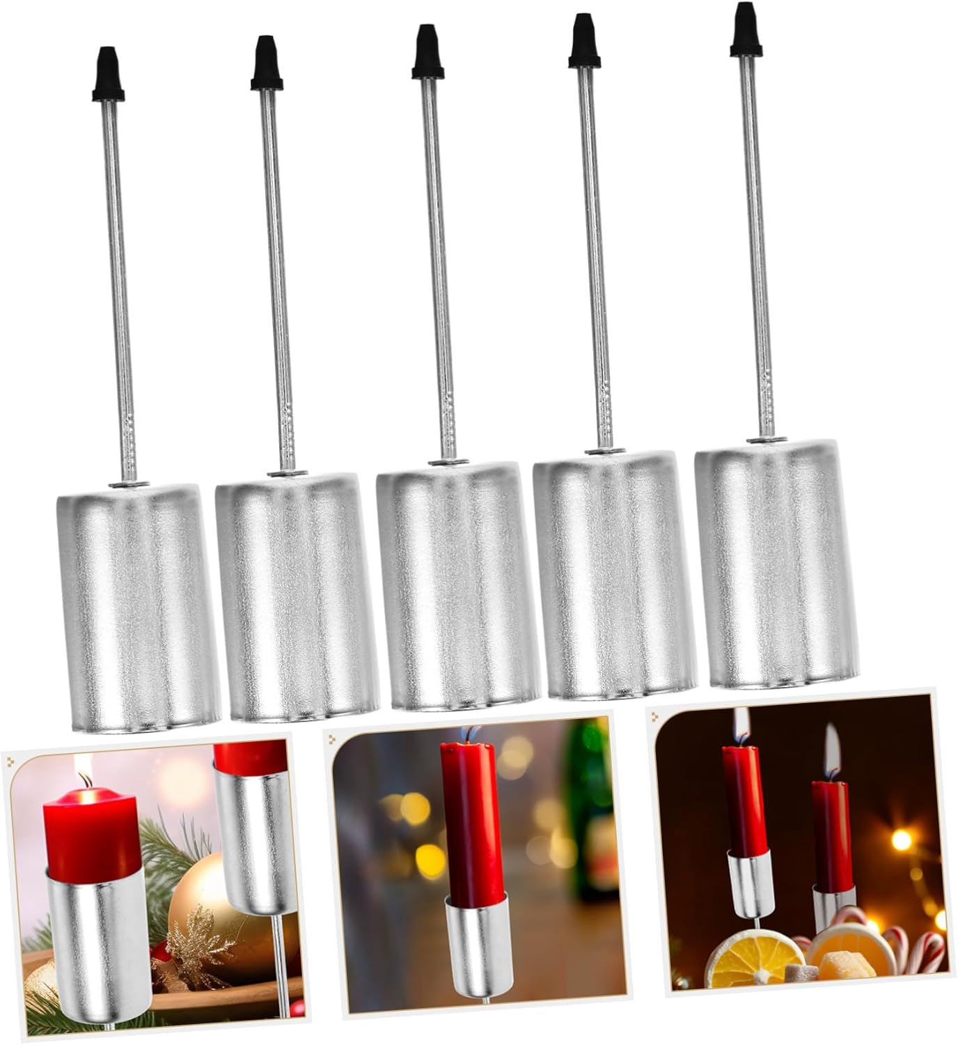 20pcs Iron Candle Holder Spike Insert for Christmas Tree Decoration Festive Candle Cups for Table Centerpiece Silver Holders for Holiday Atmosphere
