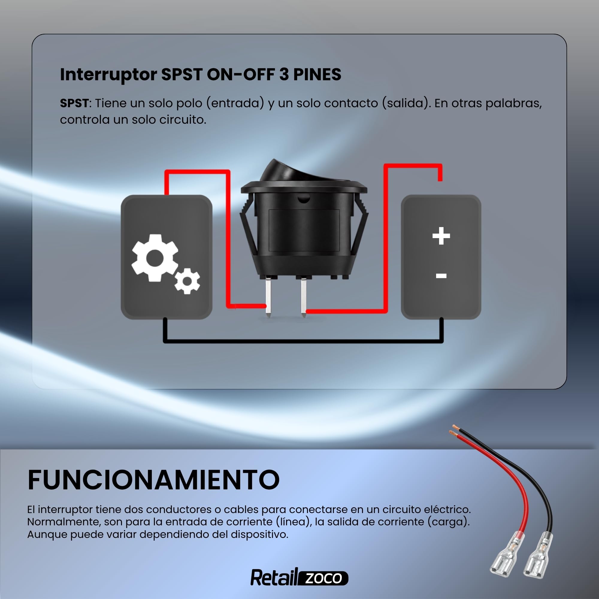 Interruptor Redondo Basculante ON/OFF 6A/250V 10A/125V, 2 Pinos, 20 mm, 5 Unidades - imagen 5