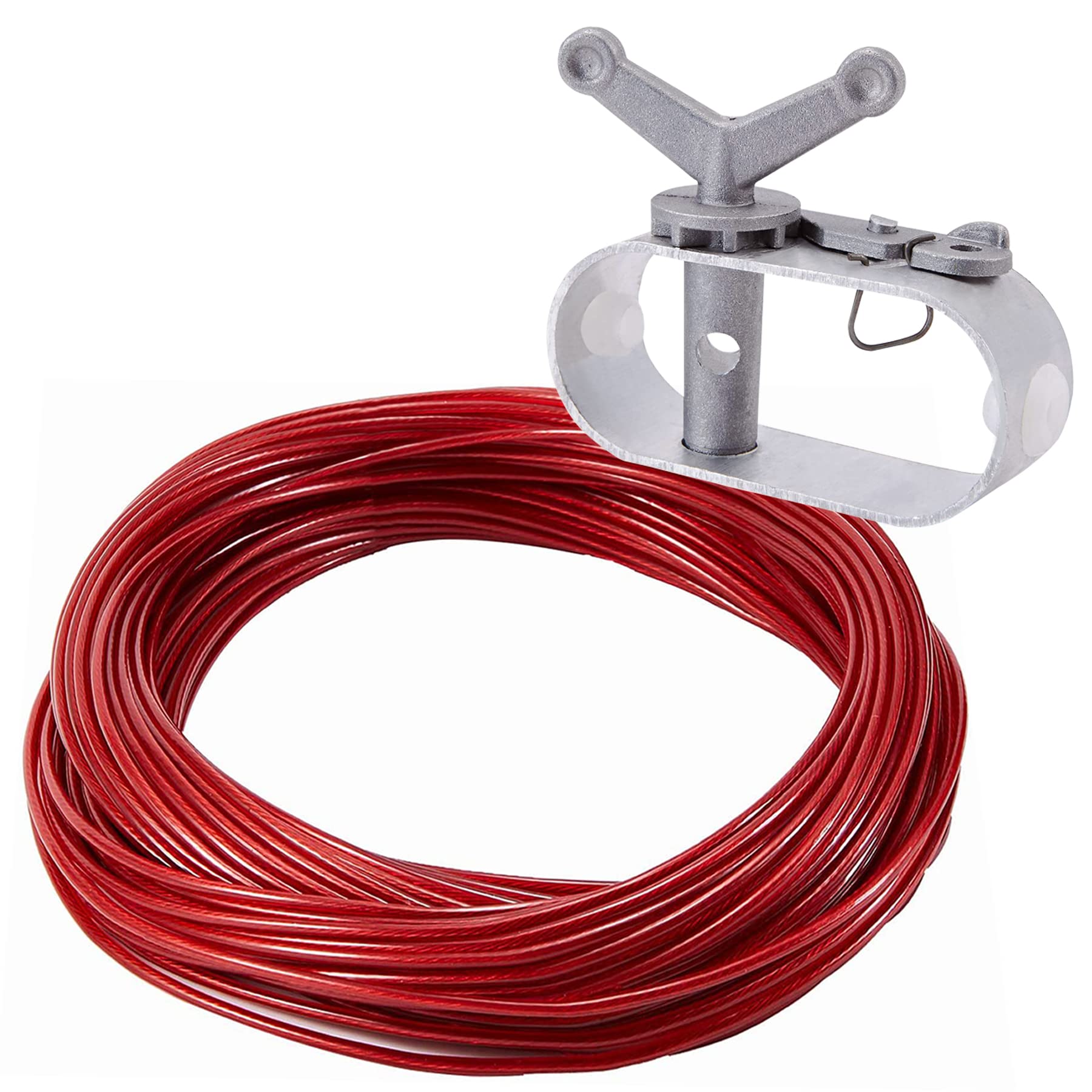 JoileryPool Cover Cable and Winch Kit - 100ft Pool Cover Cable and Aluminum Spring Loaded Ratchet for Securing Above Ground Swimming Pool Winter Covers