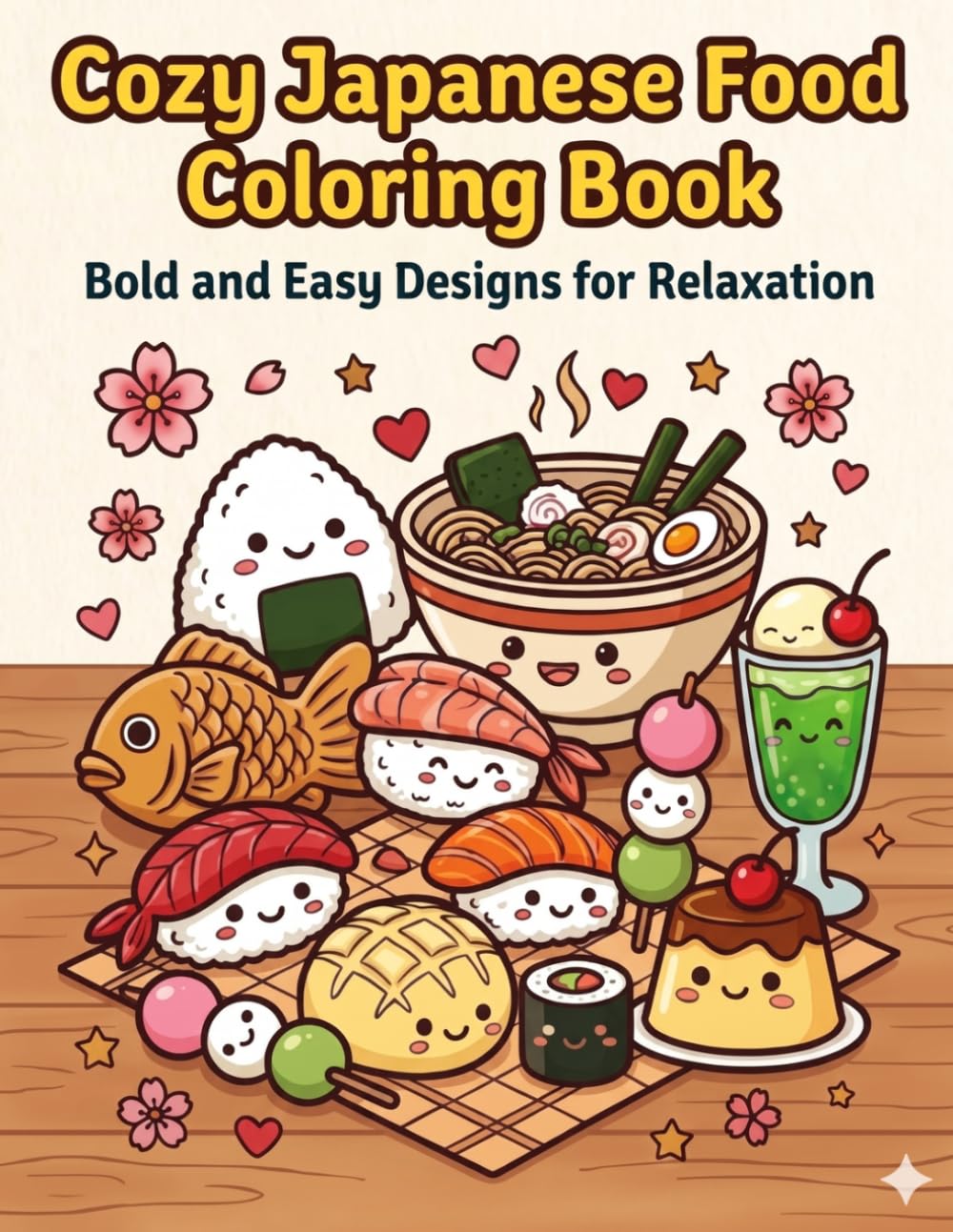 Cozy Japanese Food Coloring Book: Bold and Easy Designs for Relaxation