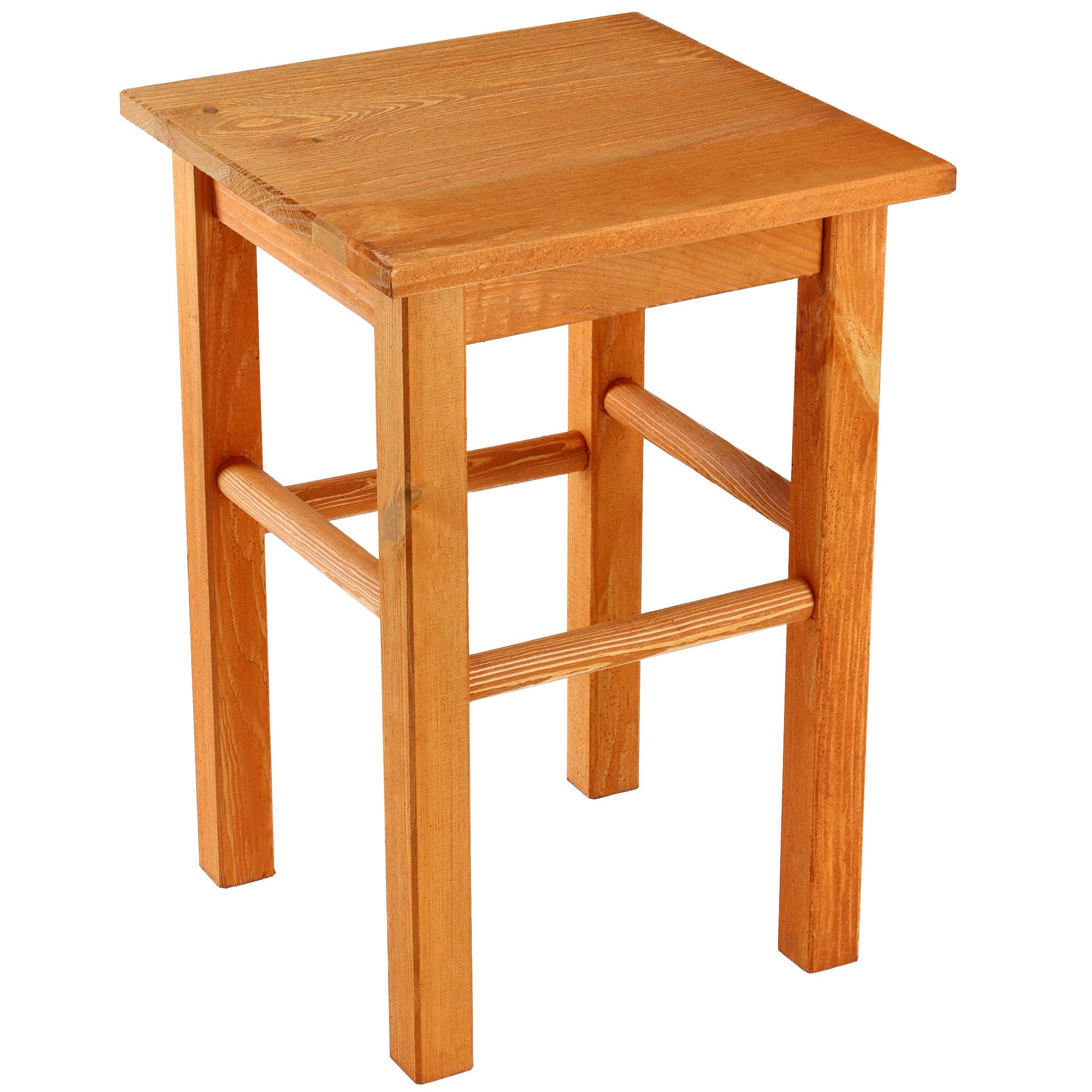 KADAX Taburete de Madera de Pino Natural Sin Pintar - 3 Modelos, Silla de Bar, Reposapiés, Escalón (Cuadrado Marrón)