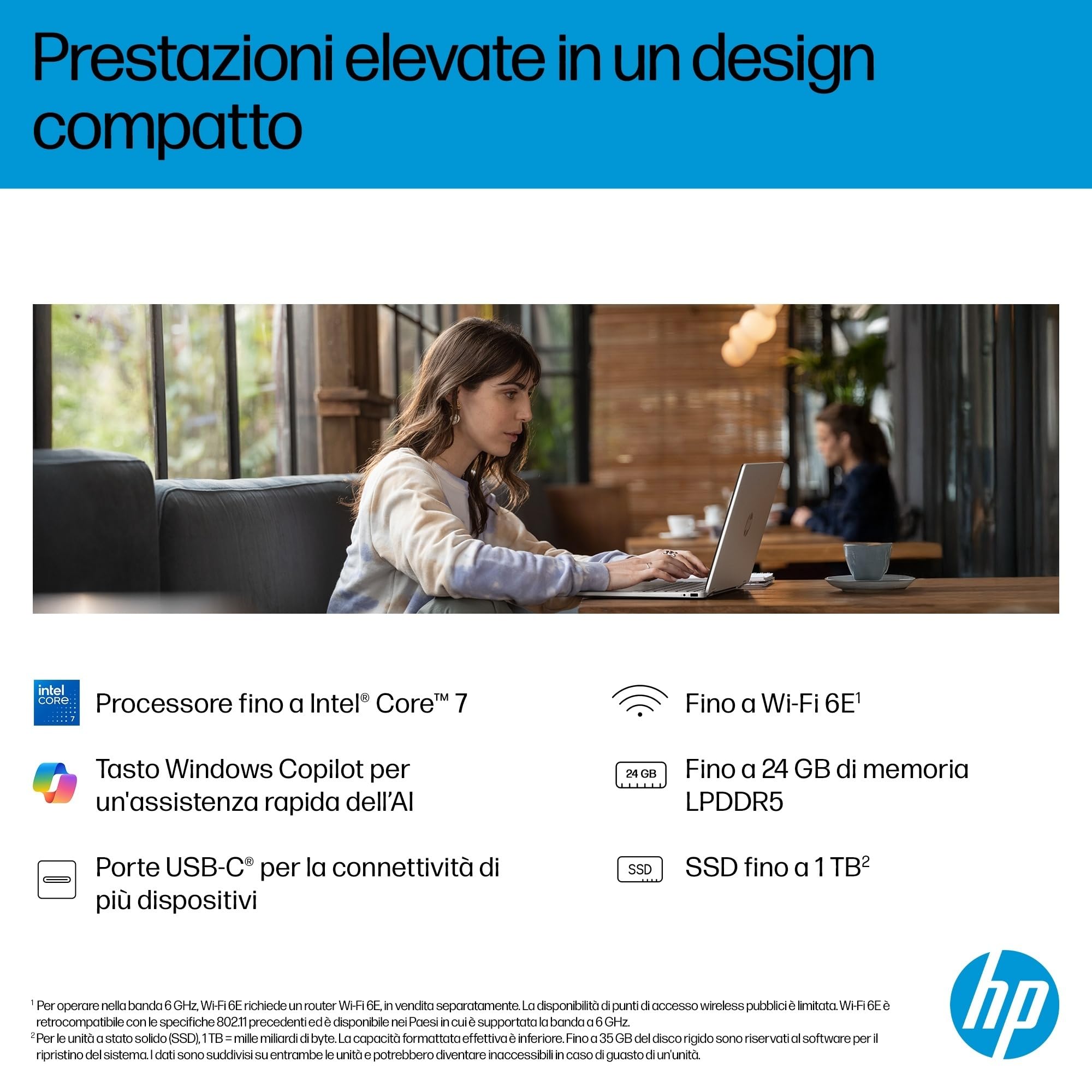 HP OmniBook 5 Flip 14-fp0004sl, Notebook, (Processore Intel Core 3 100U, 8GB RAM, 512GB SSD, Windows 11), Lavoro d'ufficio avanzato, Multitasking, Convertibile, Tastiera Italiana QWERTY, Argento