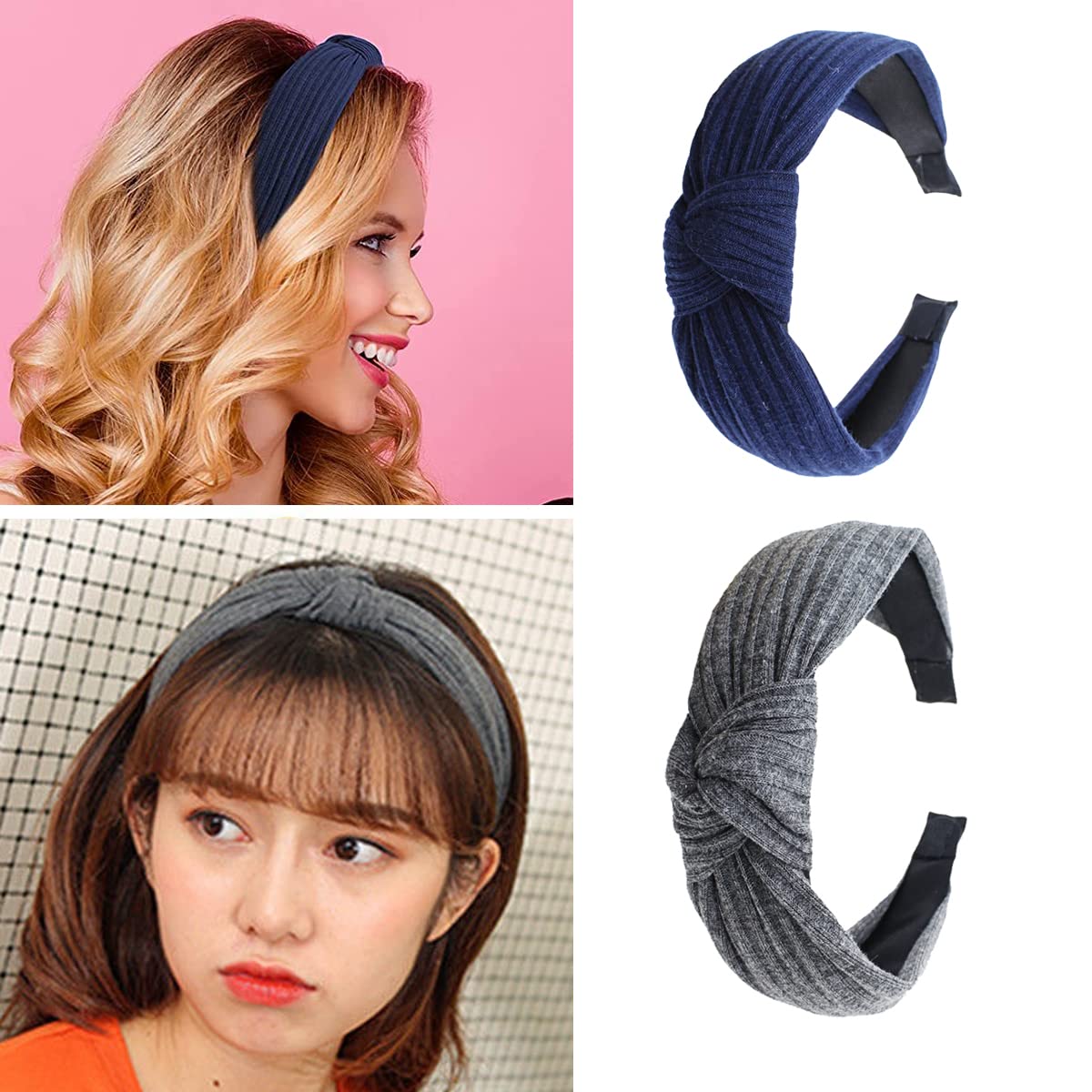 scicent Headbands for Women's Hair Knot Twist Wide Hairband Elastic Cross Hair Accessories Pack of 3 Head Bands 1803 - Image 2