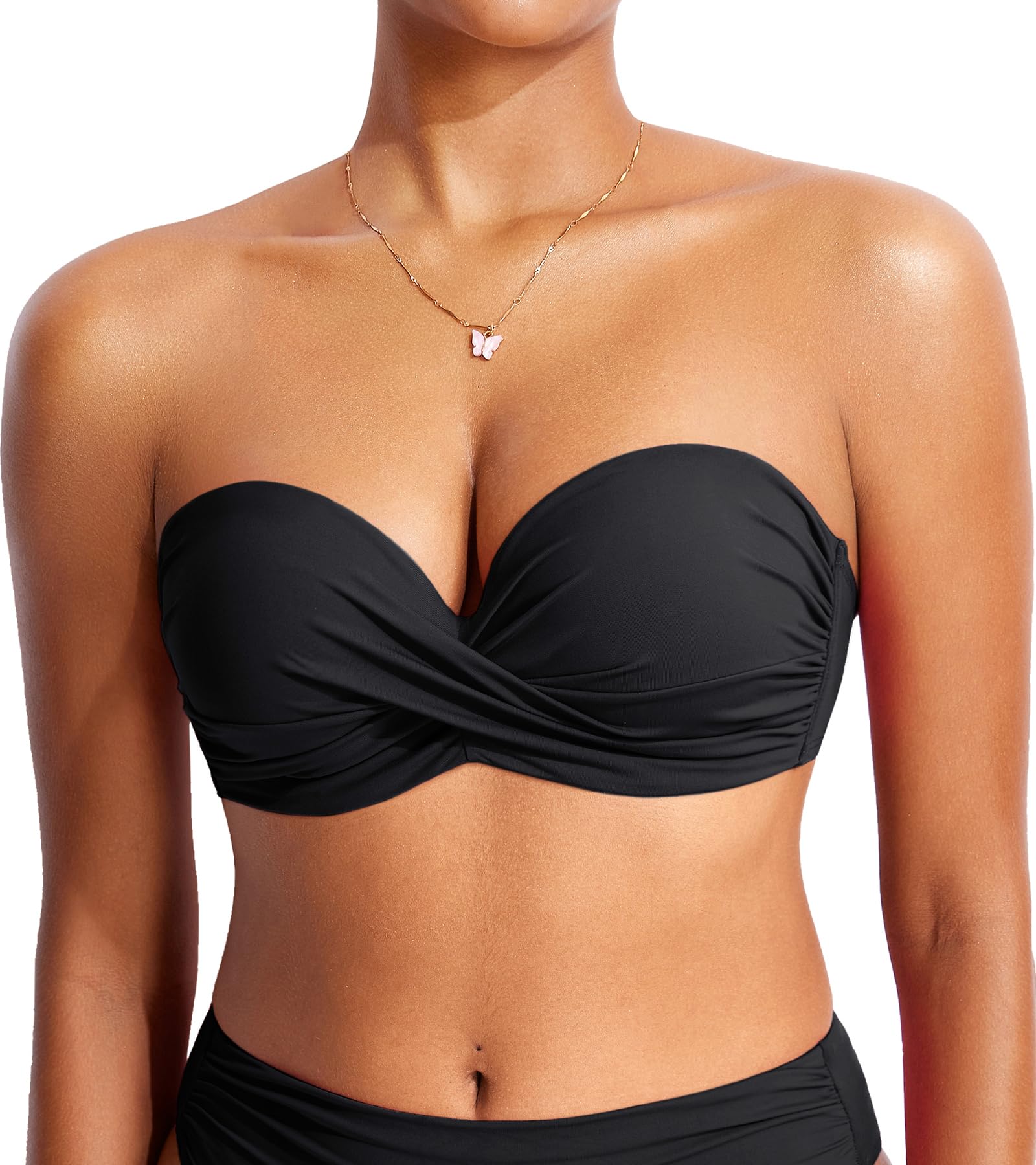 dobreva women39s underwire bandeau bikini top sexy strapless bathing suit tops halter swimwear - bra sizes