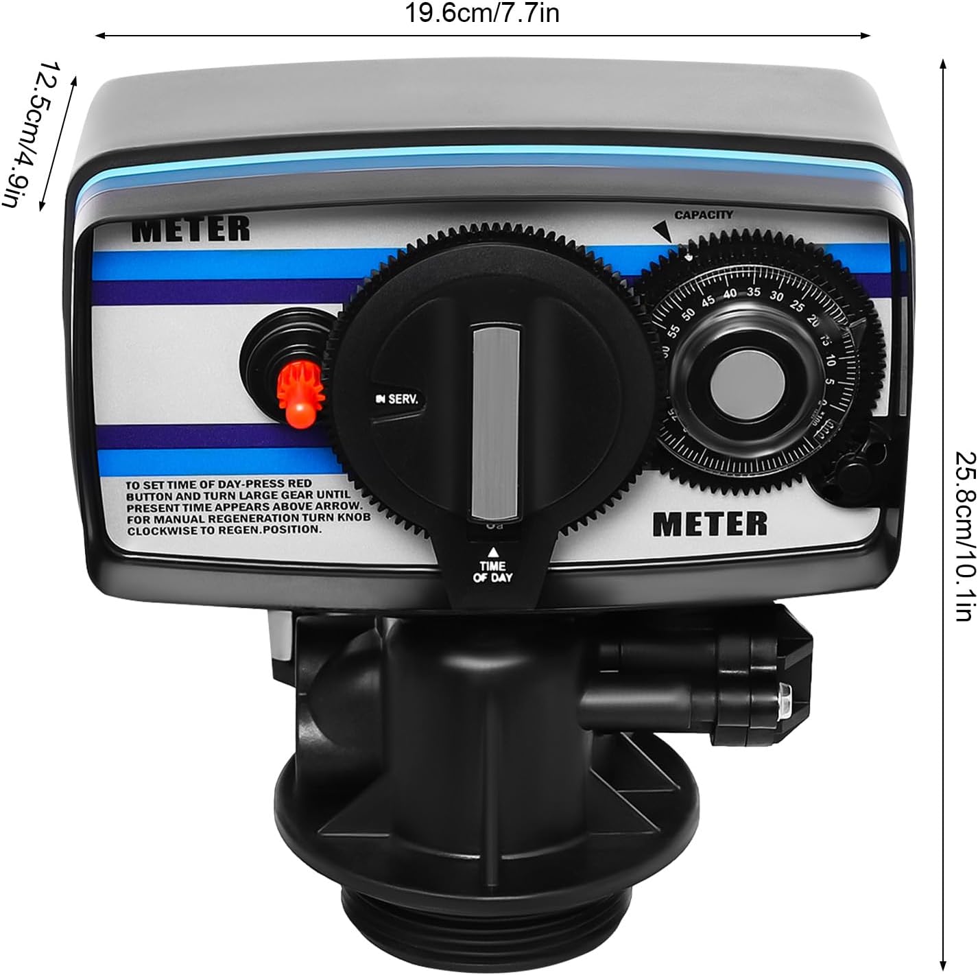 5600SM Water Softener Control Valve Digital Timer Control Head Whole House Automatic Operating Control Valve Flow Type with 8'' - 14'' Diameter Tank for Schools & Families 110V 3W