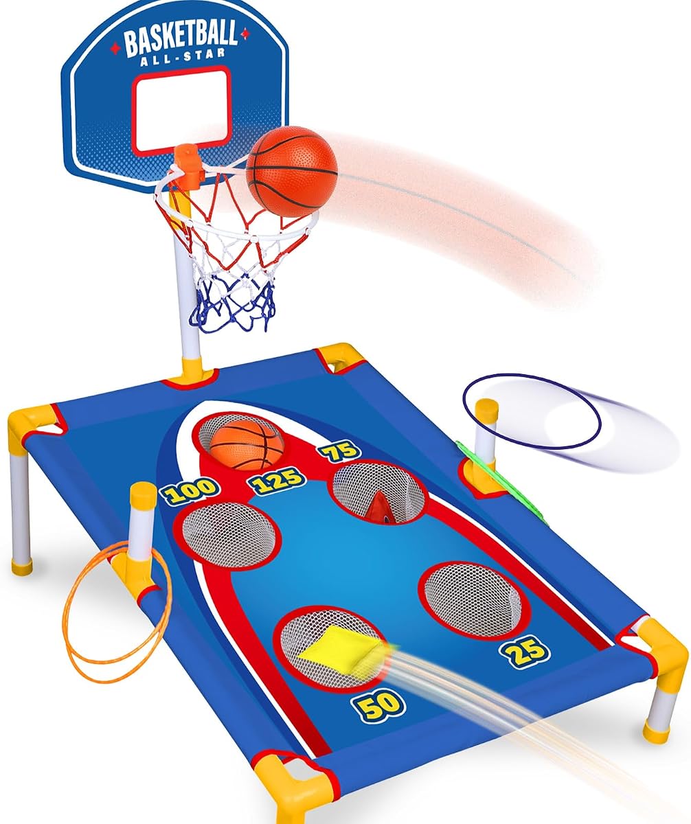 TOY Life Bean Bags Toss Carnival Games, Cornhole, juguetes al aire libre para niños de 4 a 8 años, juegos de patio trasero, deportes y juegos al aire libre, juguetes exteriores para edades de 5 a 7 años, juegos familiares de jardín, fiesta de cumpleaños, regalo para niños
