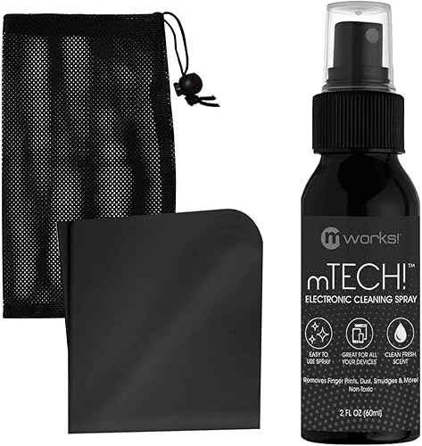 mTech! Kit de limpieza electrónica con botella de spray y paño tamaño de viaje Kit de limpieza de pantalla para teléfonos inteligentes, tabletas,