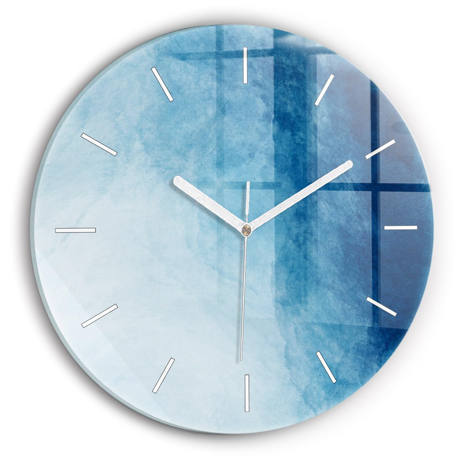 Horloge en Verre Anti-Bruit Wallfluent Horloge Murale Moderne Gradient Bleu