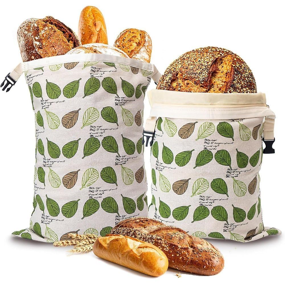 CTRLZS Bread Bags in Beeswax- 2pcs for Homemade Bread Storage, Sourdough for Zipper- 13" X 17" Natural Material