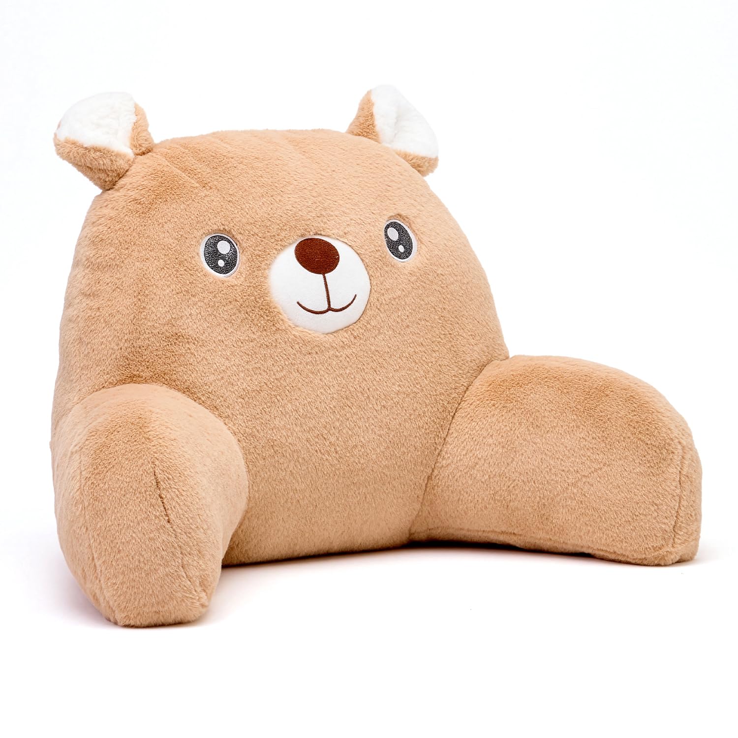 Snuggz Teddy Bear Cuddle Cushion 60x40cm Age 12m+ Lightweight Kids Plush Backrest Pillow with Supportive Arms Super Soft Reading Pillow Cushion for Gaming or Napping Soft 3D Ears & Carry Handle