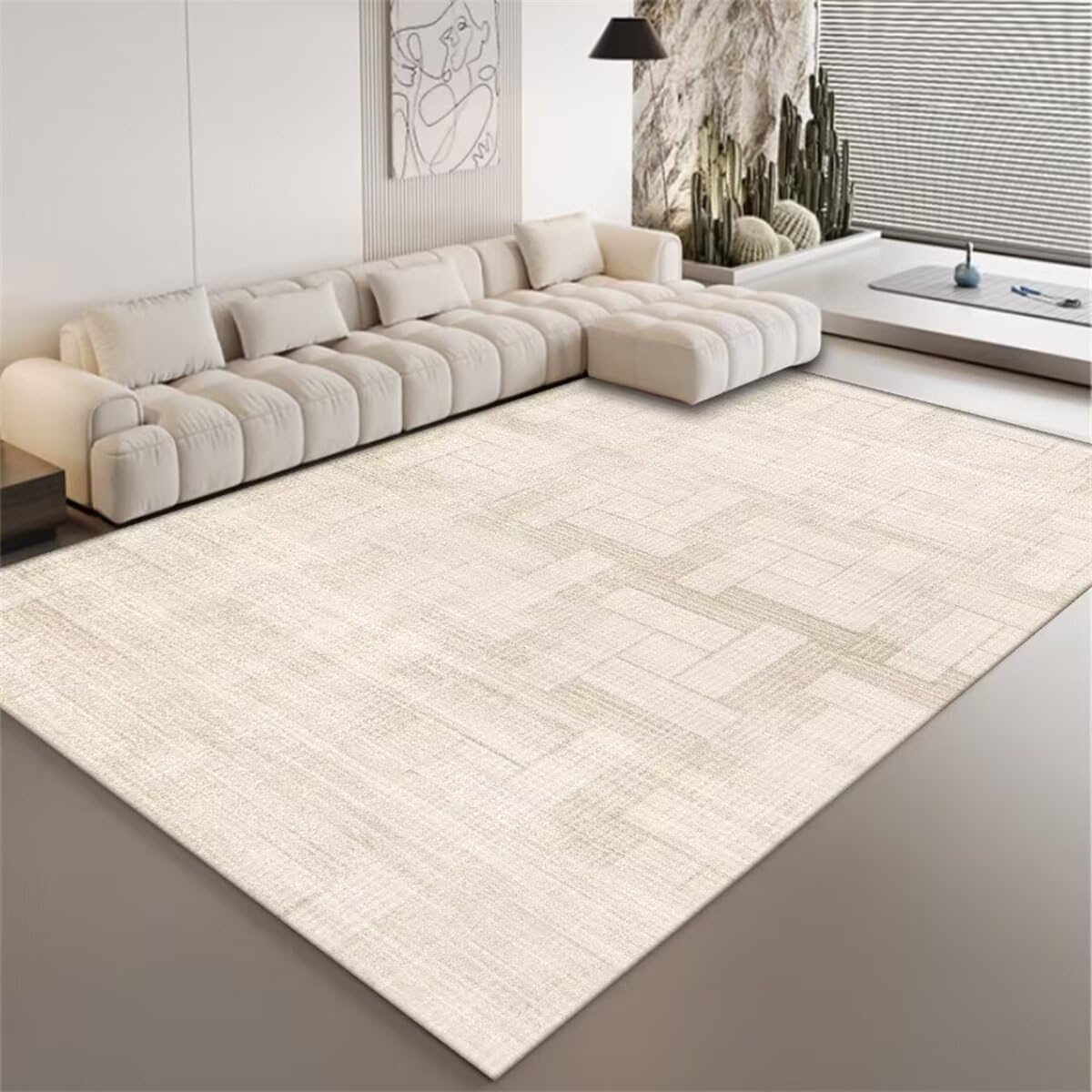 Tapis de chevet domestique gris 100x200cm pour séjour et décoration linéaire
